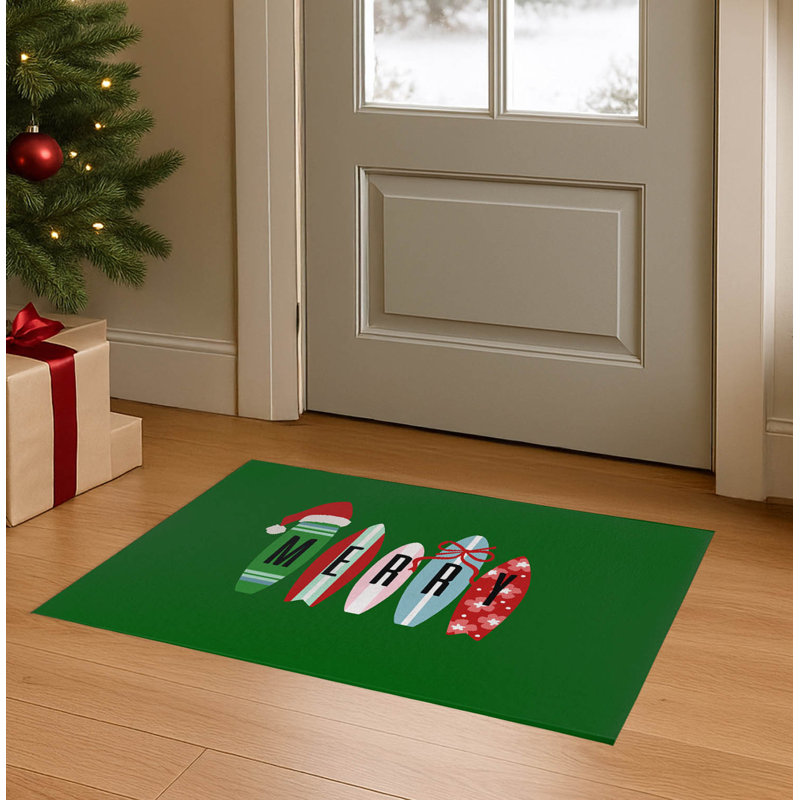 Paillasson d'intérieur Merry Surf, L 60 po x L 84 po, Vert