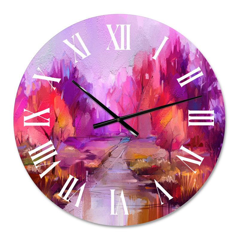 Colourful Autumn Trees By Lakeside - Traditional wall clock, Small