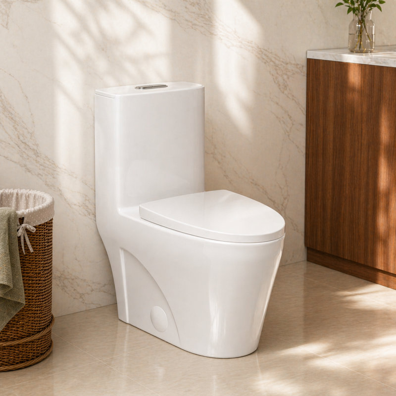 One Piece Rimless Toilet | Elongated Dual Flush with Comfort Seat Height & Seat Included – White