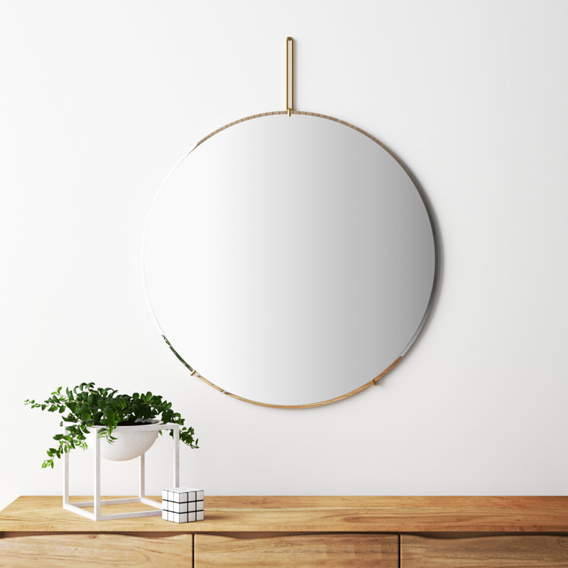 Galactic Stainless Steel Round Wall Mirror, 39.25" x 31.5"