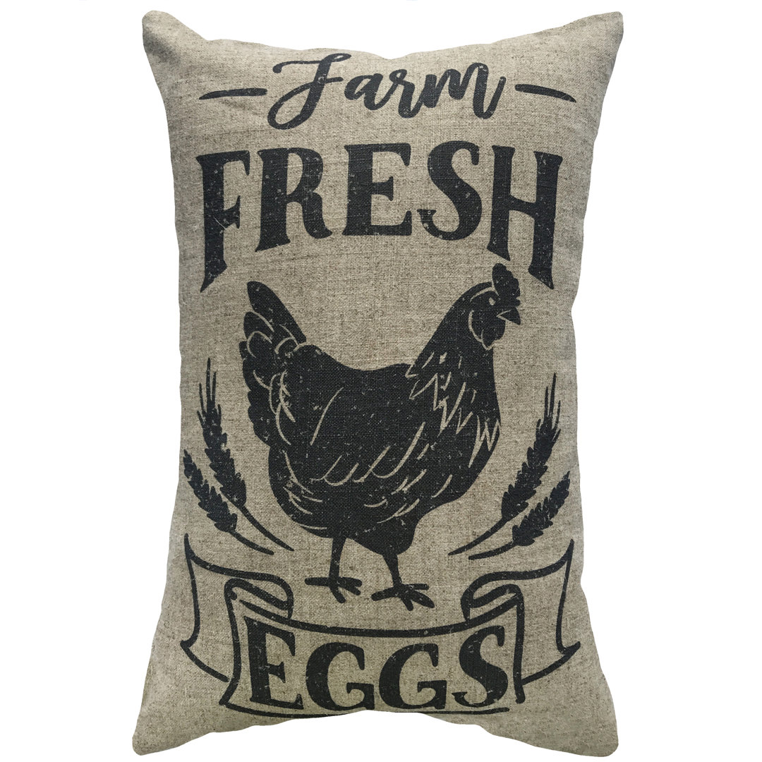  Farm Fresh Eggs Linen Lumbar Pillow TheWatsonShop