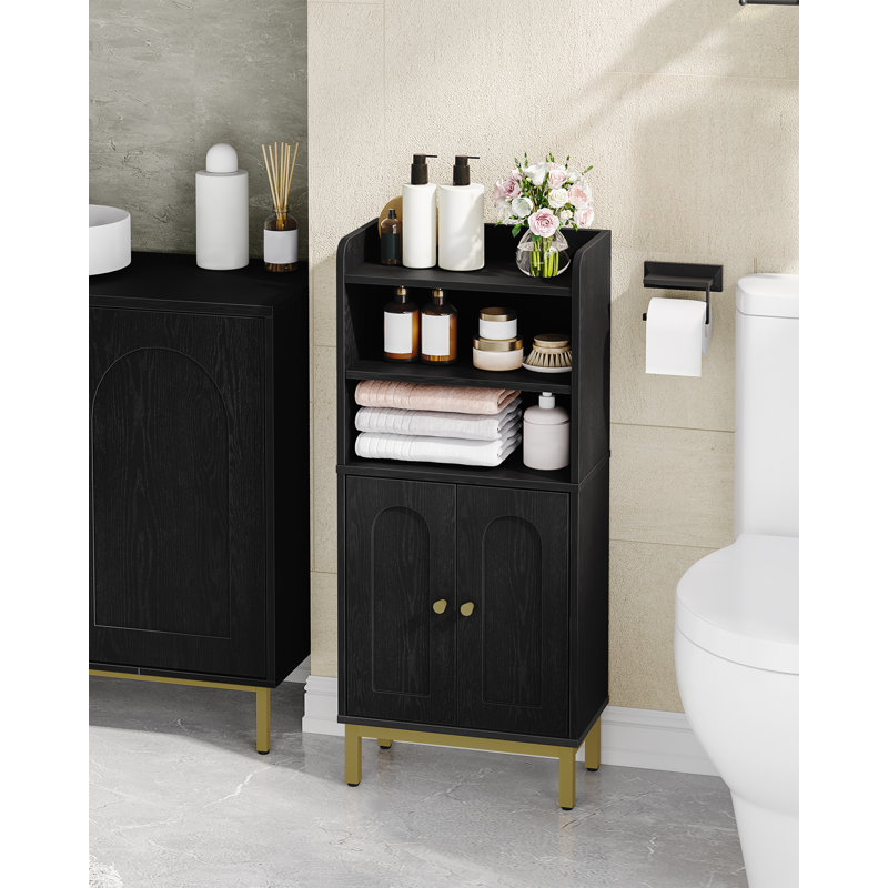 Bathroom Storage Cabinet, Small Floor Cabinet with 2 Door and Shelves, Toilet Paper Cabinets, Bathroom Organizer with Adjustable Shelf, for Small Spaces