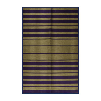 Machine Washable Horizontal Stripes Purple Area Rug