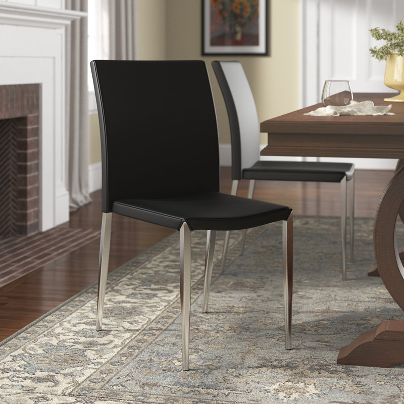 Parlex Faux Leather Upholstered Side Chair, Black Faux Leather