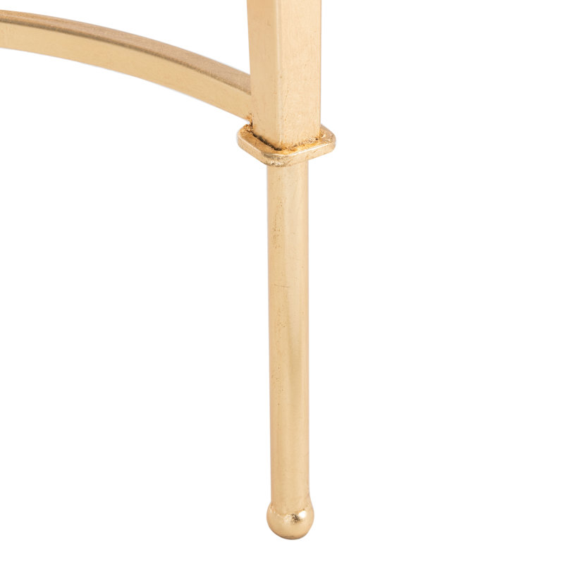 Mendez Gold Leaf Glass Top Square Accent Table