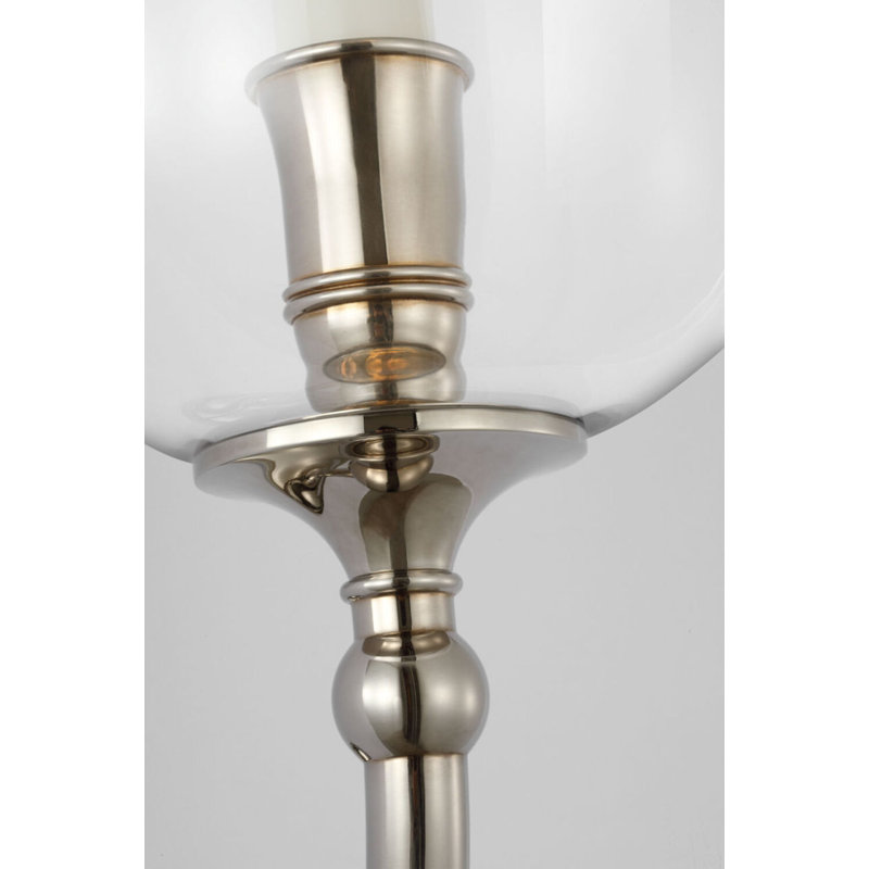 Embers 20" Single Hurricane Sconce with Clear Glass, Butler's Silver