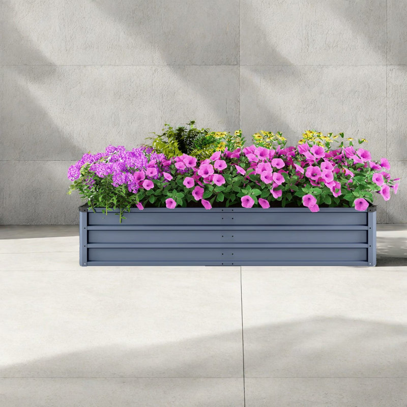 Large Durable Planters, Galvanized Metal 6x3x1 Ft, Modern Backyard