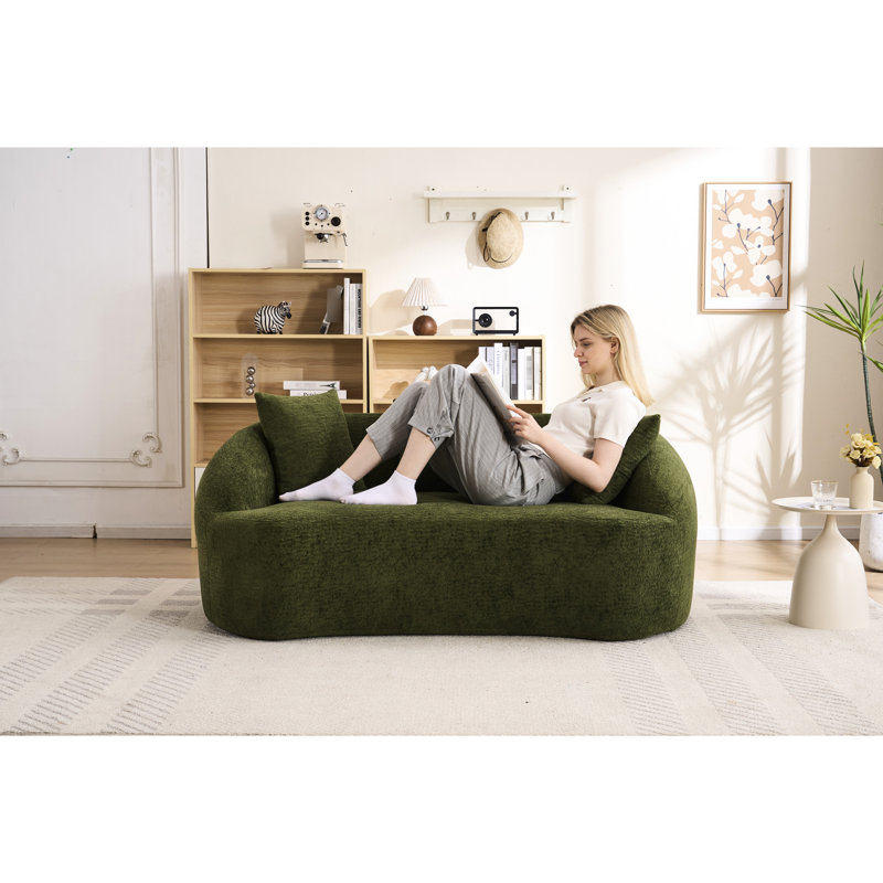 049s Chenille 2 sans os avec mise à niveau, 3 coussins décoratifs, pour le salon, le bureau, l’appartement, l’espace et le confortable courbé en chenille, utilisation modulaire à la maison, profil