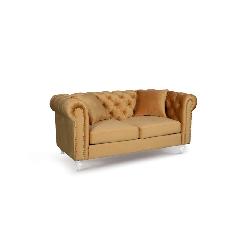 Laurinburg Seater Upholstered Sofa, Gold, 3