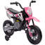 Moto classique rose à piles pour enfants pour les aventures en plein air avec musique intégrée et roues d'entraînement, structure en acier et en PP