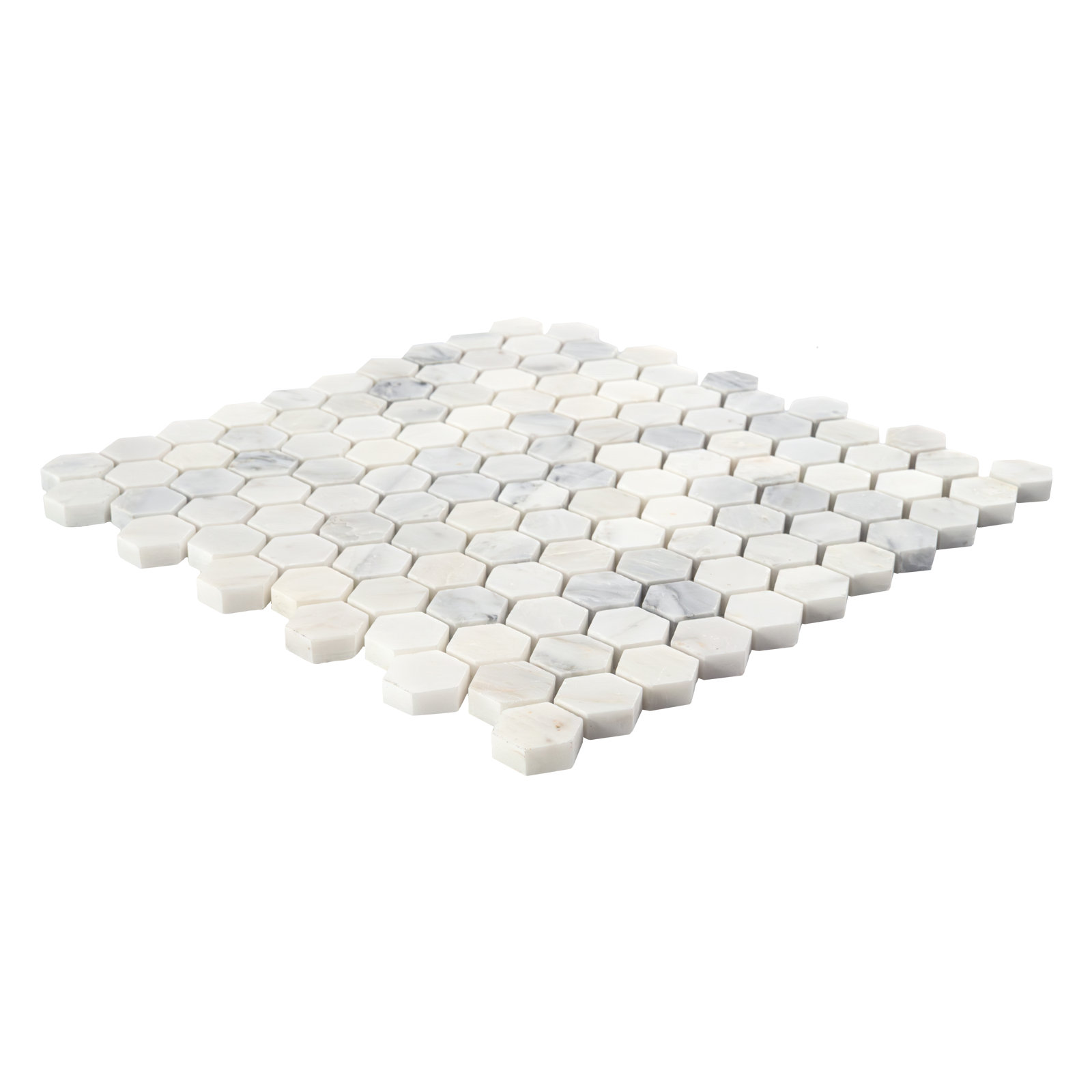 Arabsecato Carrara 1" Hexagon 12 in. x 12 in. Honed Marble Mosaic Floor and Wall Tile, Arabsecato Carrara