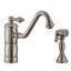 Whitehaus Collection Single Lever Faucet with Traditional Swivel Spout and Solid Brass Side Spray-208424533