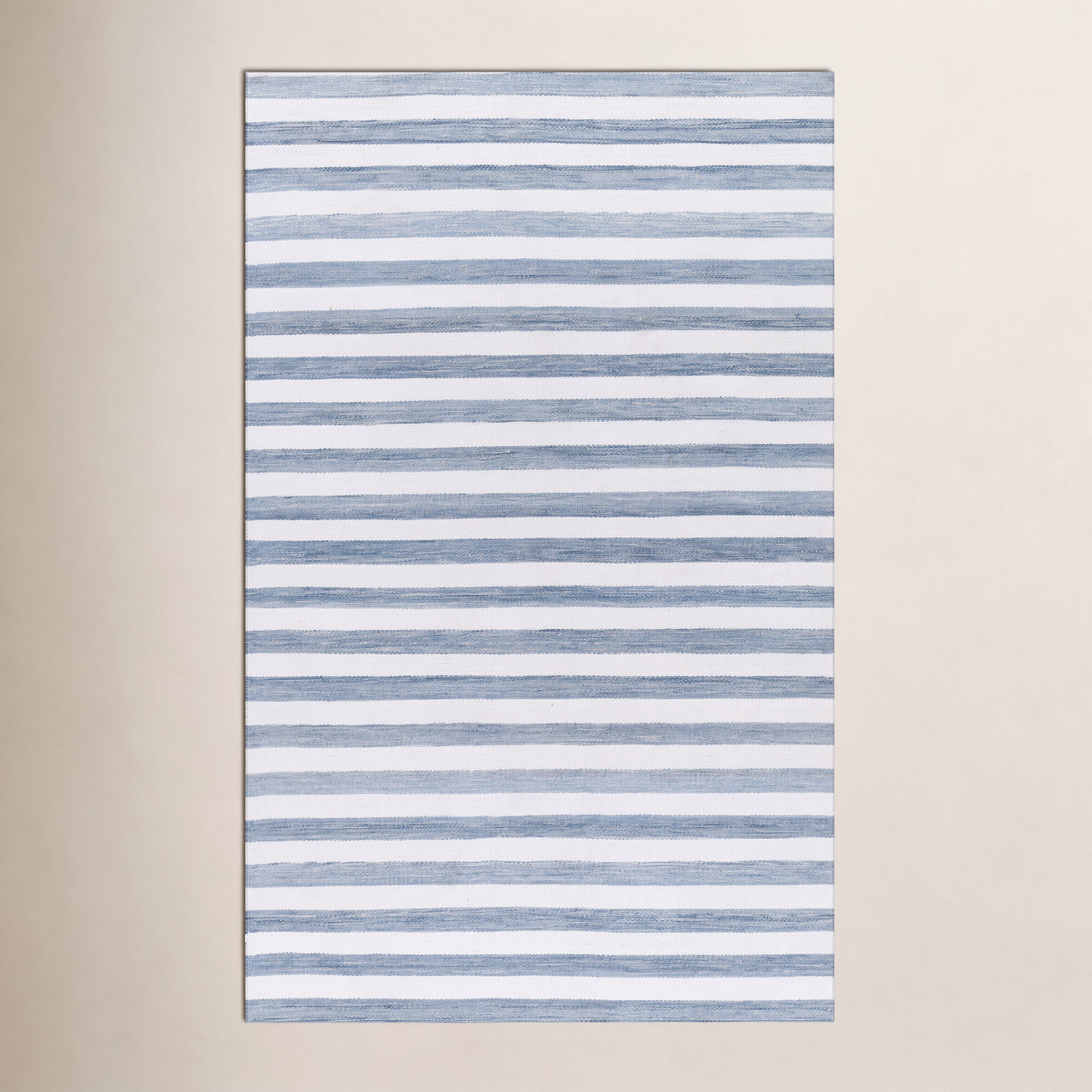 Rockaway Blue Hand-Woven Striped Outdoor Rug, 8' X 10'