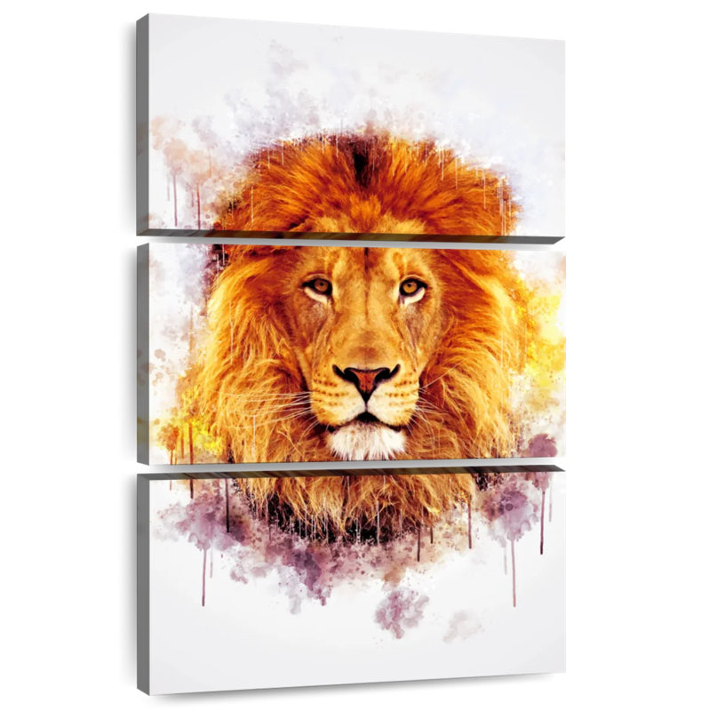 Éclaboussures de peinture de tête de lion, H 32 po x l 20 po