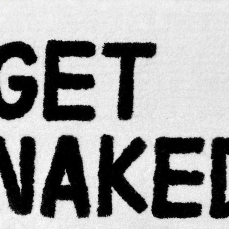 Casanova Slogan Get Naked Bath Mat, White/Black