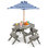 Ensemble de table en bois pour enfants avec table octogonale 4 tabourets et parasol réglable amovible gris