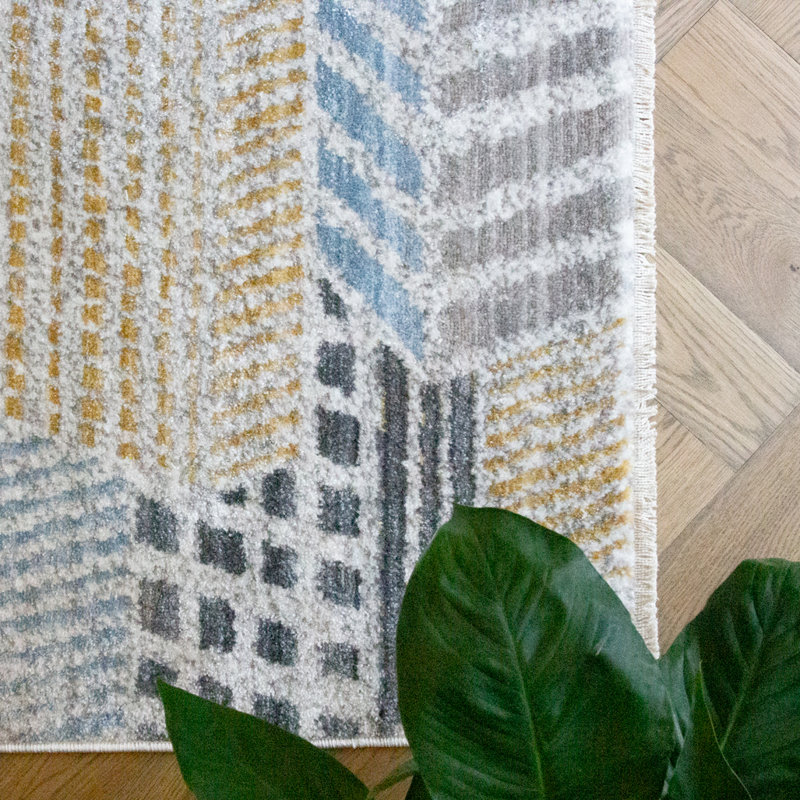 Iskander Machine Woven Ochre Indoor Rug, Rectangle 60 x 110cm