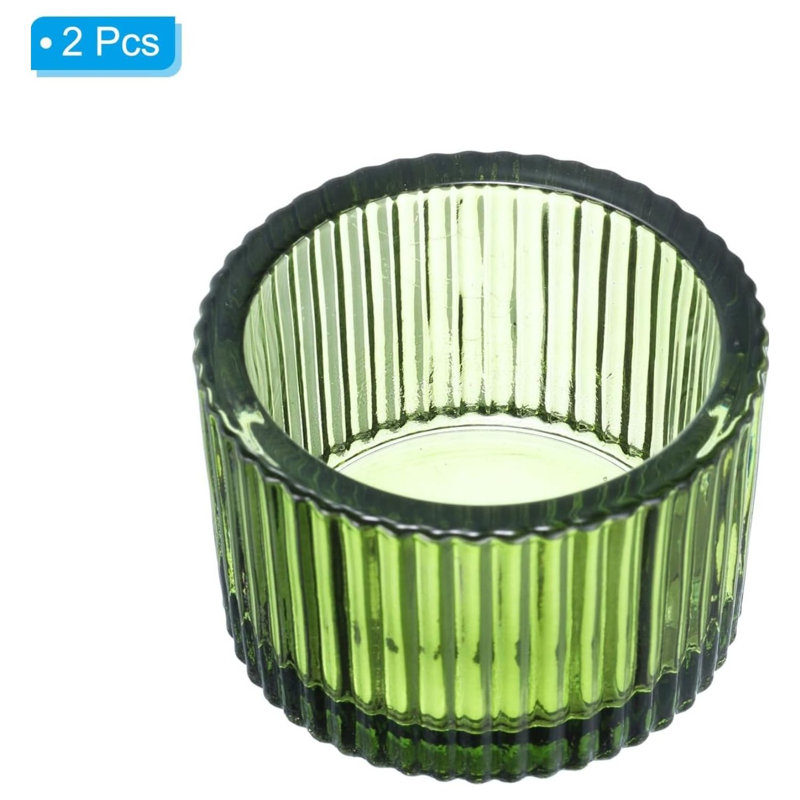 Ensemble de 2 bougeoirs en verre vert