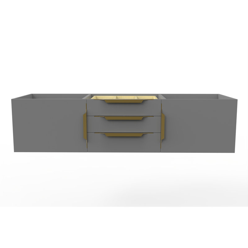 Base de meuble-lavabo mural 60 po Alpine, Gris/doré