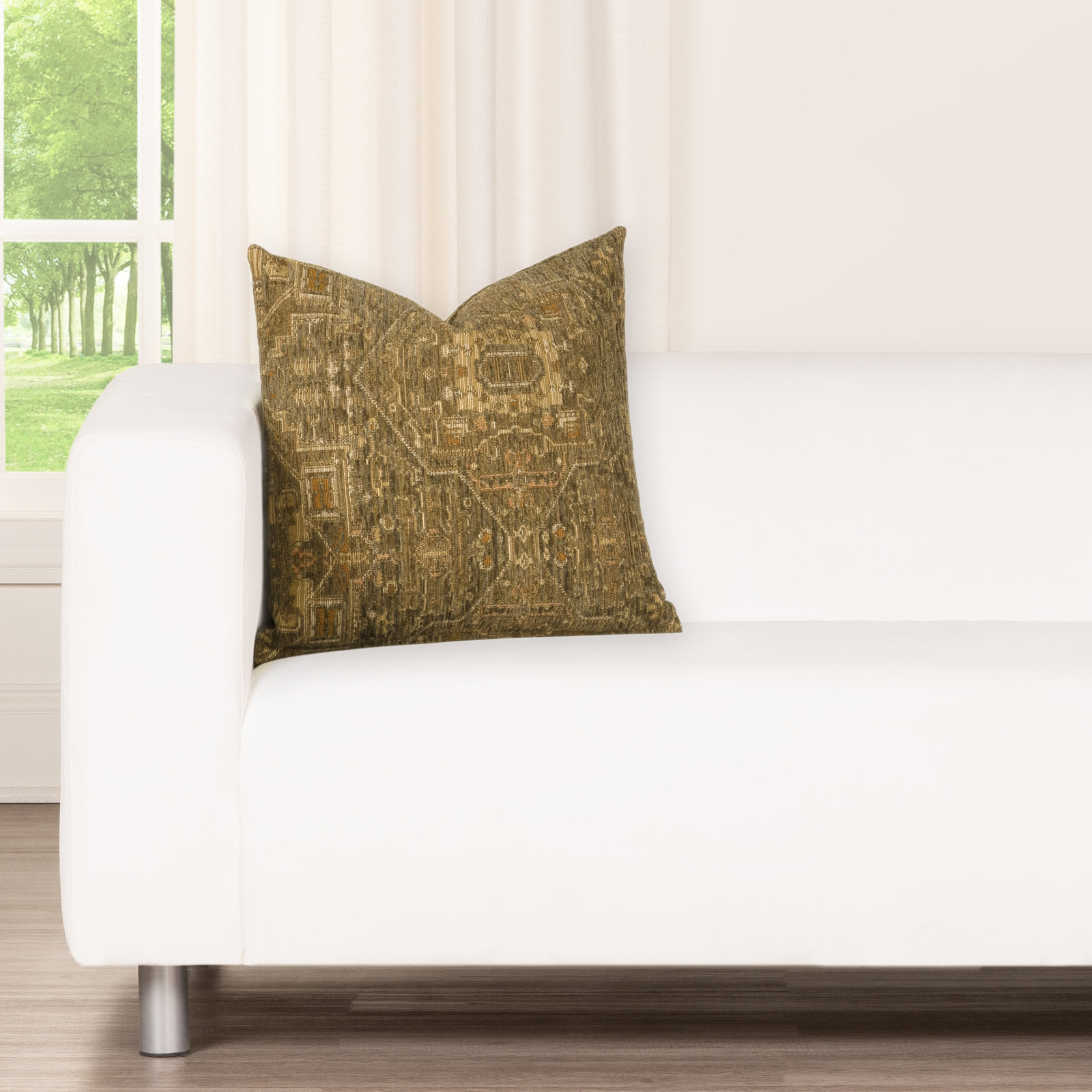 Olcott Throw Pillow, Polyester, Square 16", Zapatta Sage