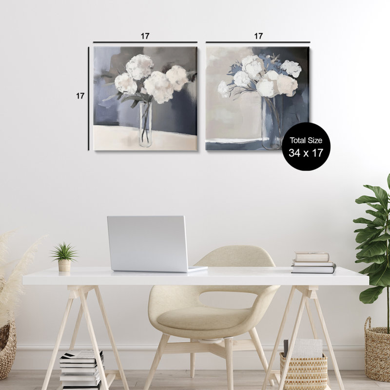 Gentle Hydrangea Petals 2pc Canvas Set, design by Mona Grace, 17" H x 17" W