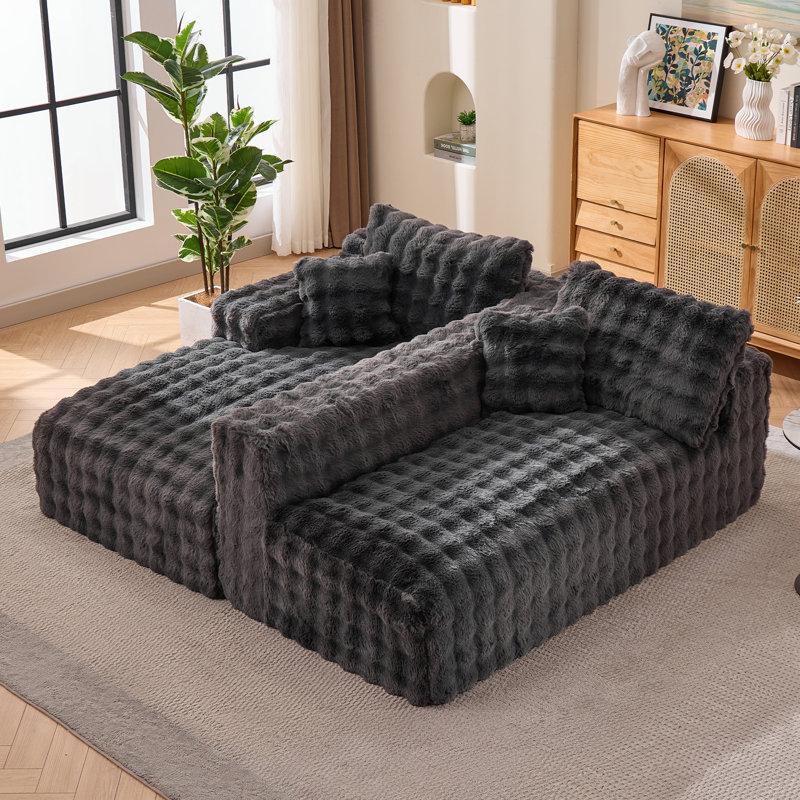 Boneless 106" W Configurable Compression Sectional Sofa With L-Shape Chaise, Gray, Left Hand Facing