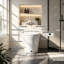 Toilette allongée intelligente avec bidet intégré, ouverture / fermeture automatique, capteur de pied et technologie de bouclier en mousse