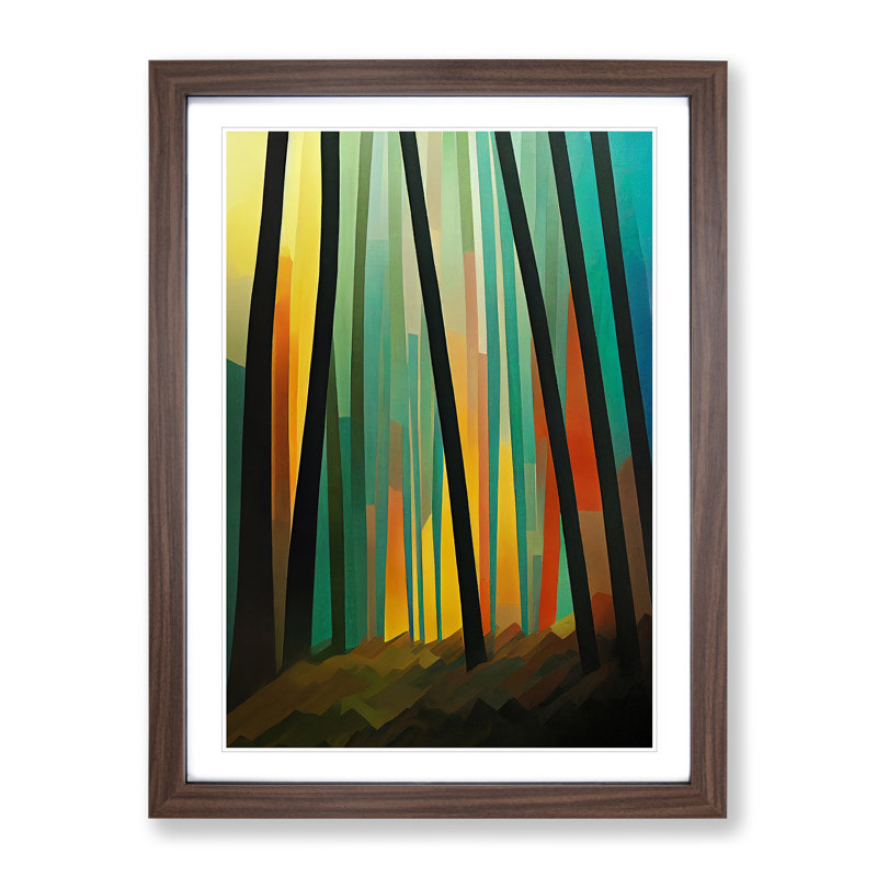Unusual Forest Abstract - Wall Art, 36cm H x 27cm W, Walnut Picture Frame, White