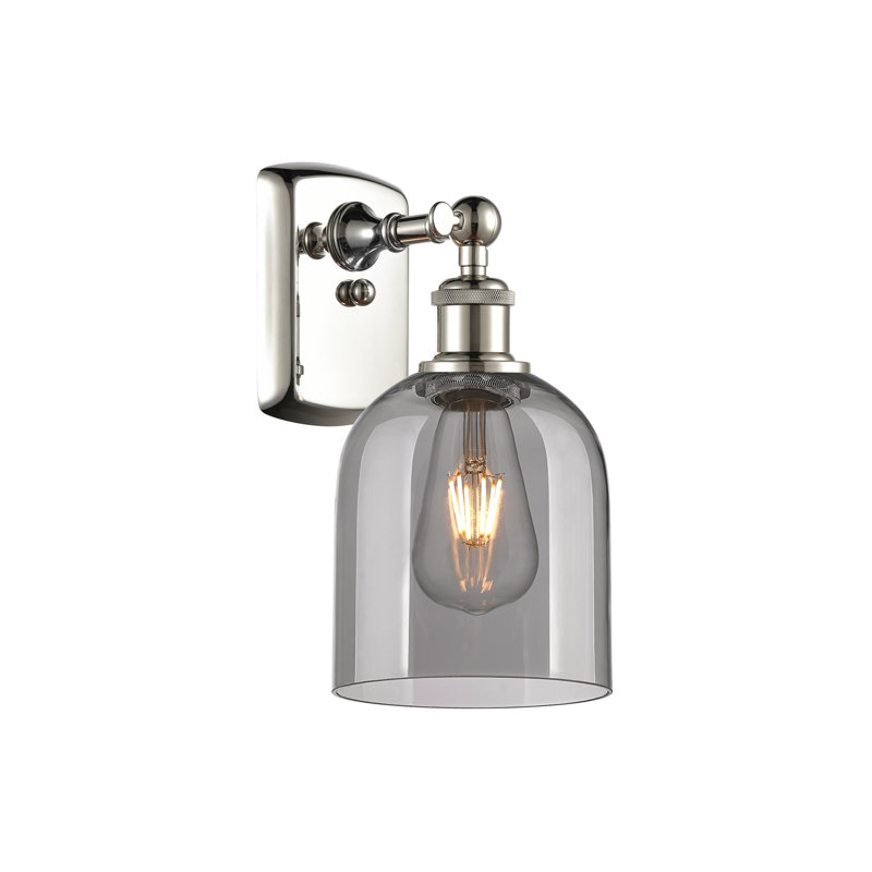 Anacaren Steel Armed Sconce, Light Smoke, Polished Nickel