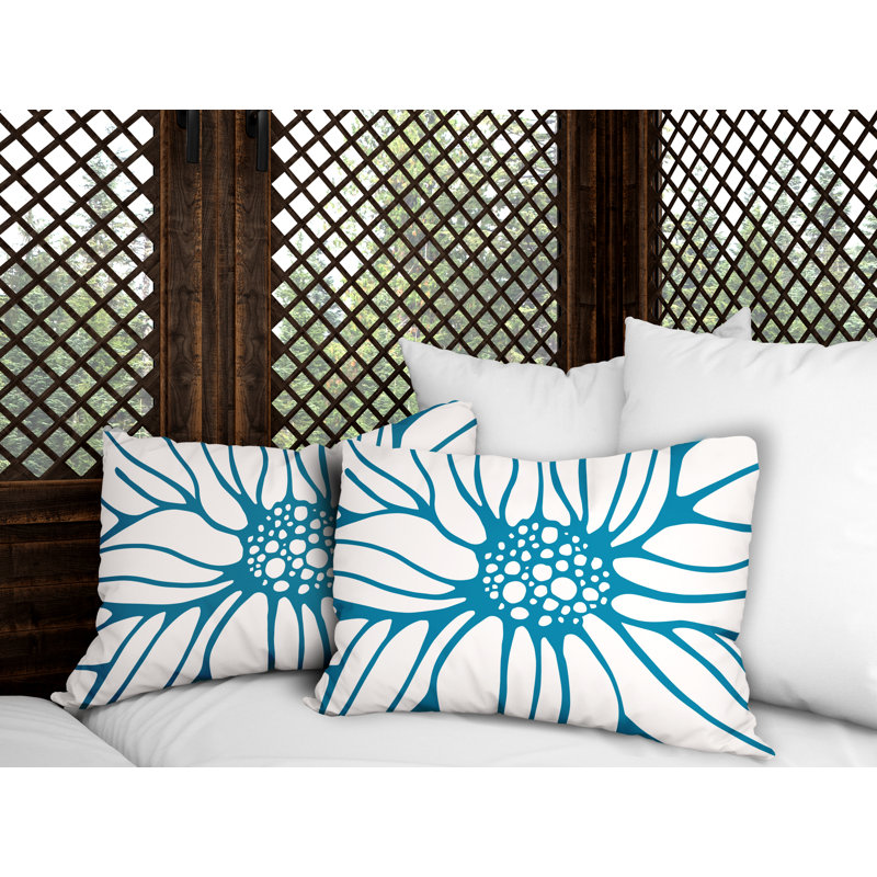 Polyester / Mélange de polyester Housse de coussin rectangulaire intérieure / extérieure lombaire et insert, Turquoise