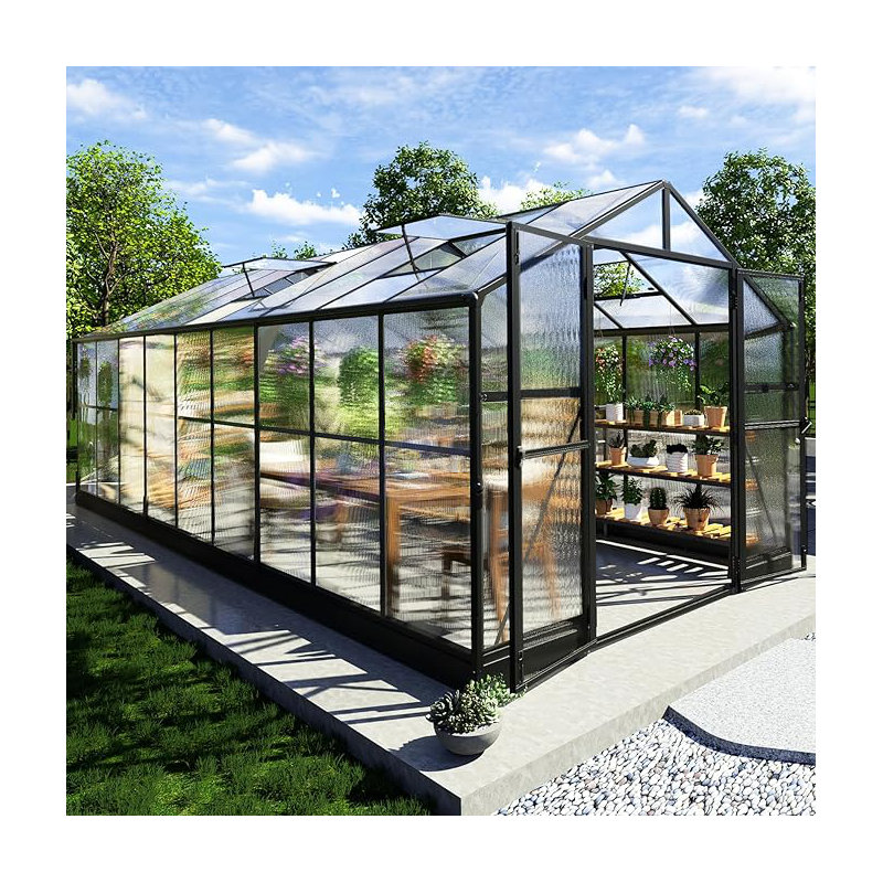 Heavy-duty Polycarbonate Greenhouse, 83" H x 96" W x 216" D