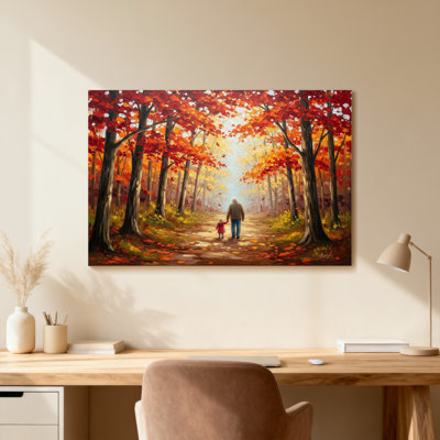 Plantes et fleurs, automne, arbres, chemin, promenade familiale, couleurs chaudes, scène naturelle