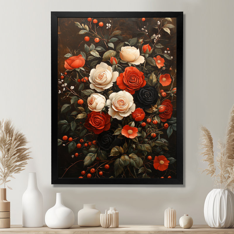 Chambliss - impressions murales florales, H 32 po x l 16 po, Noir, Reproduction encadrée d'une seule photo