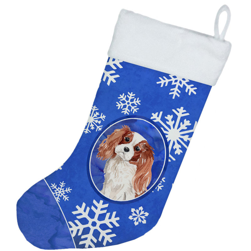 Chaussette de noël winter flocons de noël, Épagneul cavalier