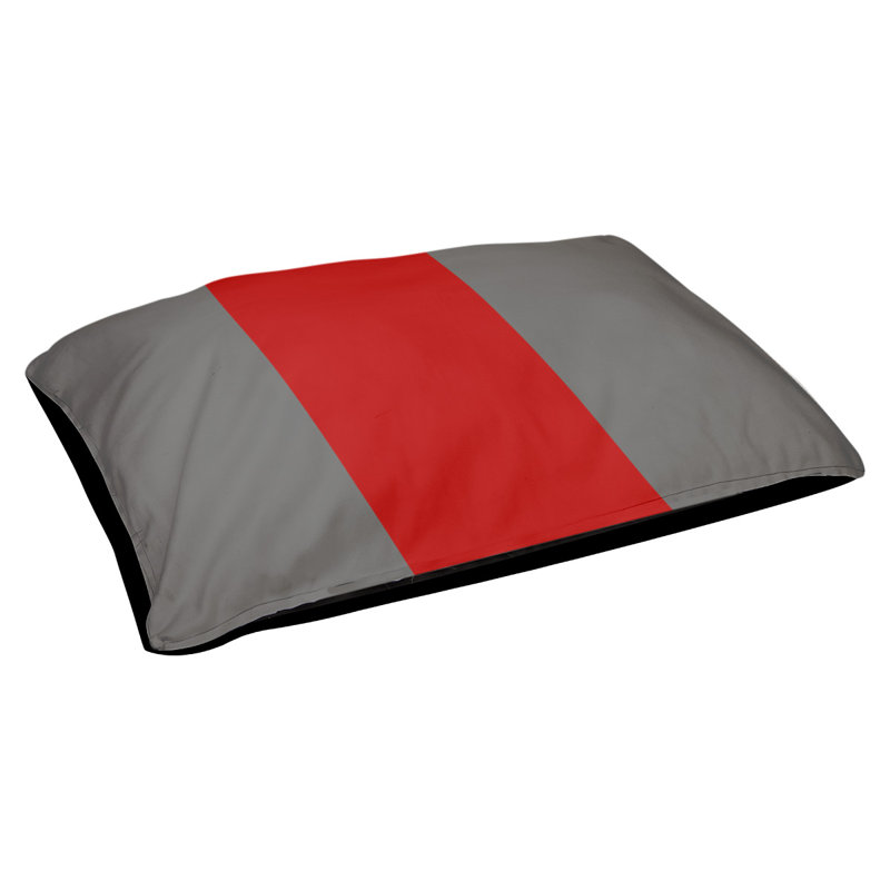 Coussin Atlanta, Medium (28" W x 18" D x 6" H), Gray/Scarlet/Gray