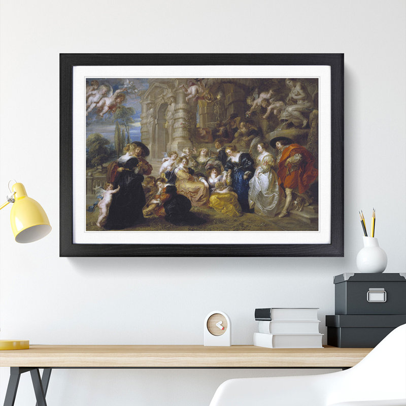 The Garden of Love by Peter Paul Rubens - Picture Frame Painting, 48cm H x 65cm W x 2cm D, Black