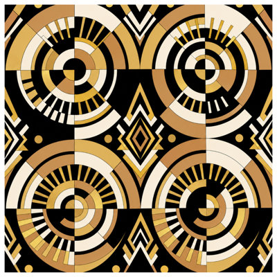 Tapisserie murale cercles Art déco - Décoration murale géométrique