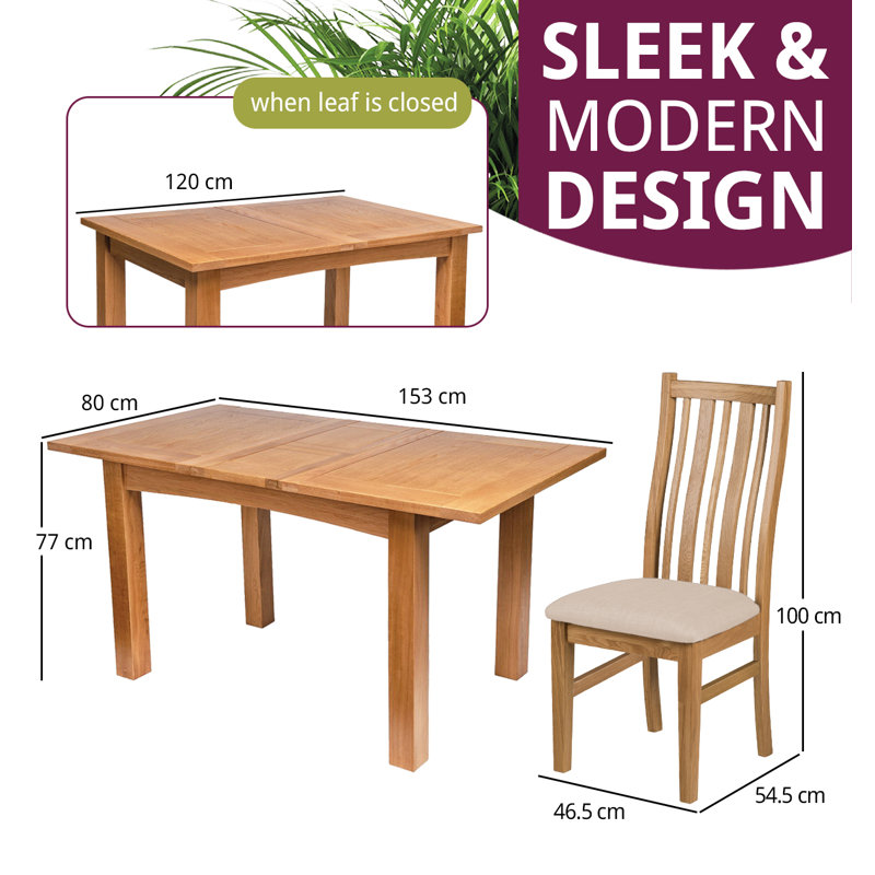 Sorrento 6 -Person Extendable Oak Solid Wood Dining Set, Beige/Brown