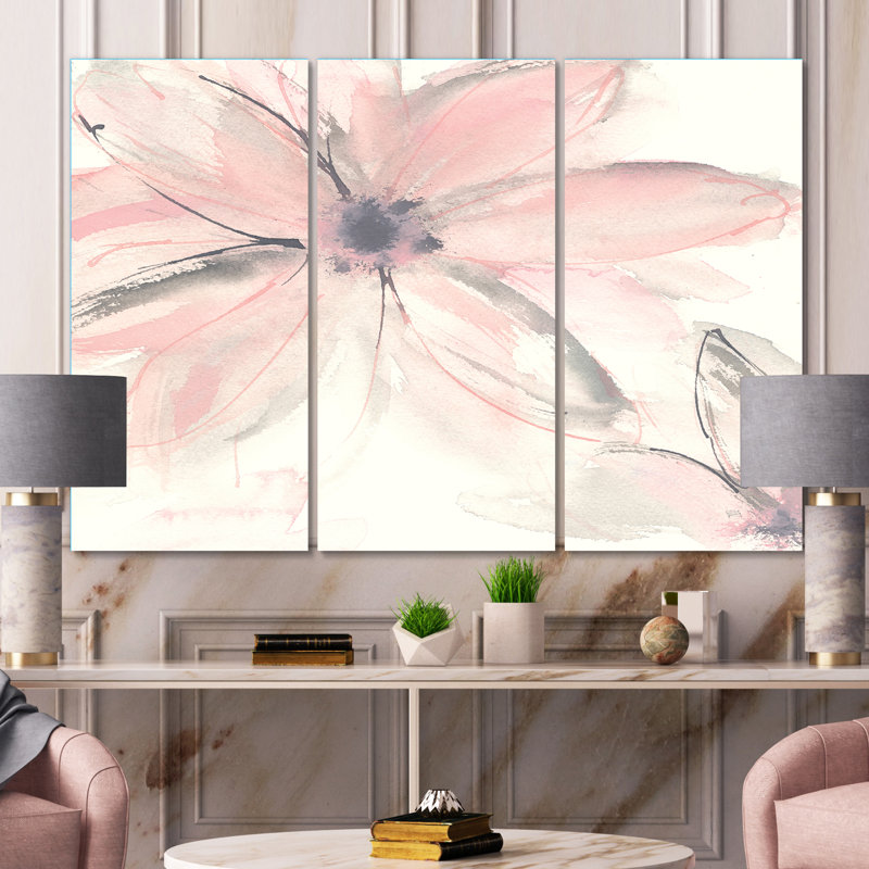 « rose shabby floral ii », reproduction d’image multi-pièces sur toile, H 32 po x l 48 po x P 1 po