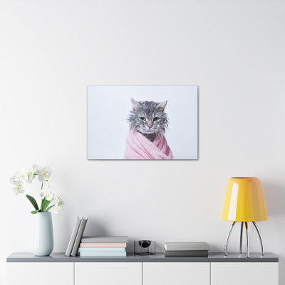 «Drôle de chat tigré Bathee», art mural sur toile