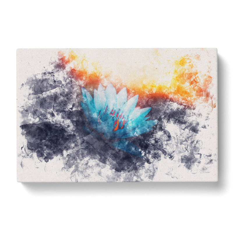 Lotus Flower Watercolour - Wrapped Canvas Print, 60cm H x 91cm W x 4cm D