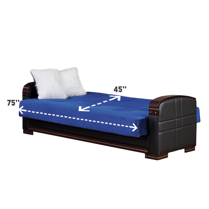 89'' Upholstered Convertible Sofa, Blue Chenille