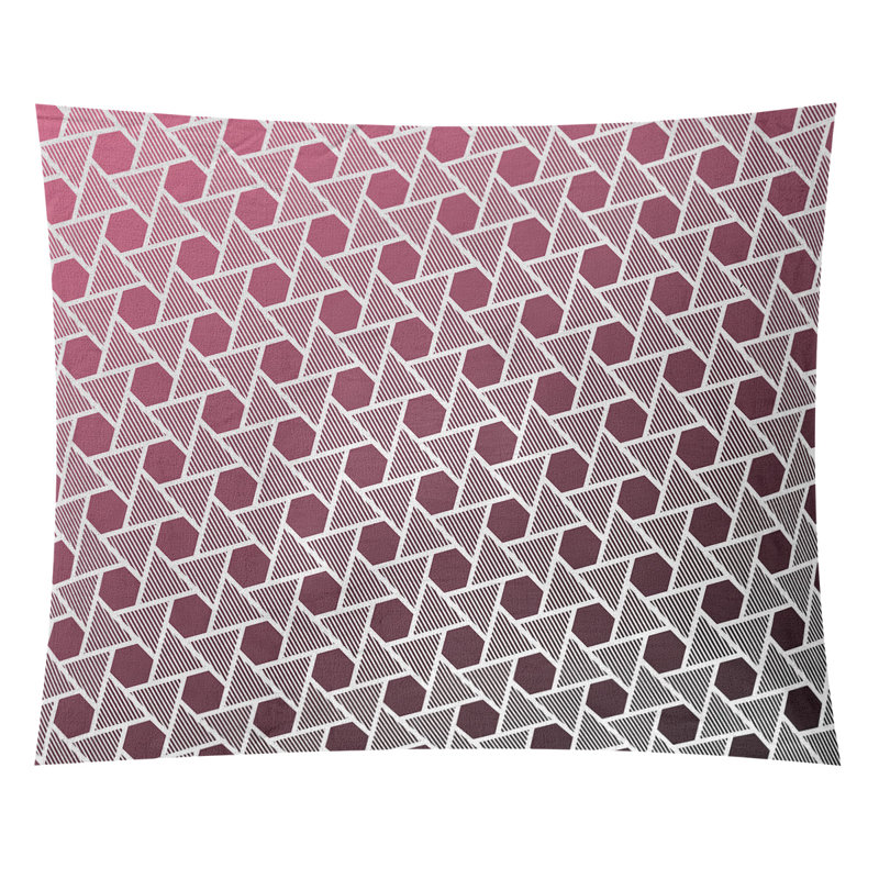 Tapisserie murale hexagonales et triangles, H 68 po x l 80 po, Noir / Rose