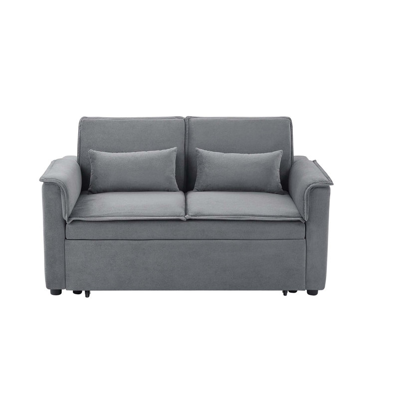 Versatile Convertible Sofa with Adjustable Backrest and Pull-Out Bed for Compact Spaces, Grey