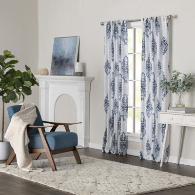 Ollivia 100% Cotton Room Light Filtering Medalion Patterned Curtain Panel with Rod Pocket Top and Hidden Back Tabs