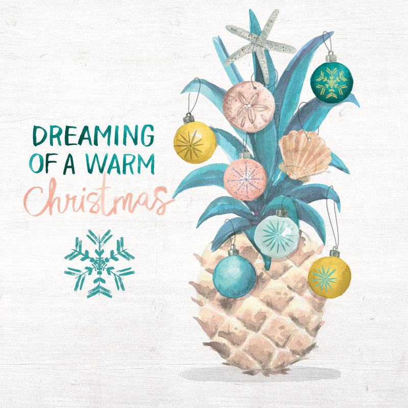 "Rettke Warm Christmas Pineapple" sur toile, art textuel, H 20 po x l 20 po