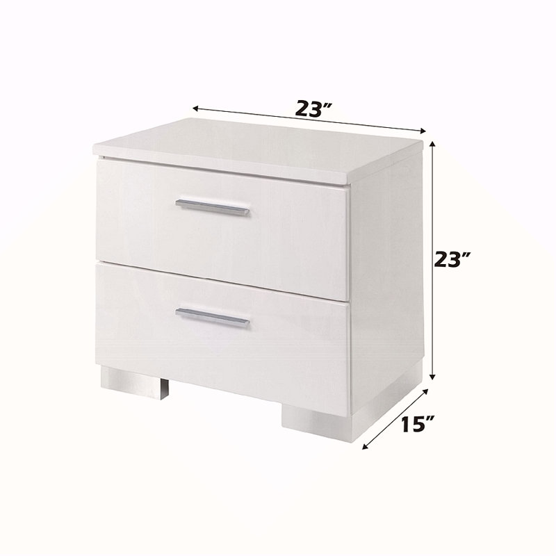 Table de chevet 2 tiroirs avec pieds chromés