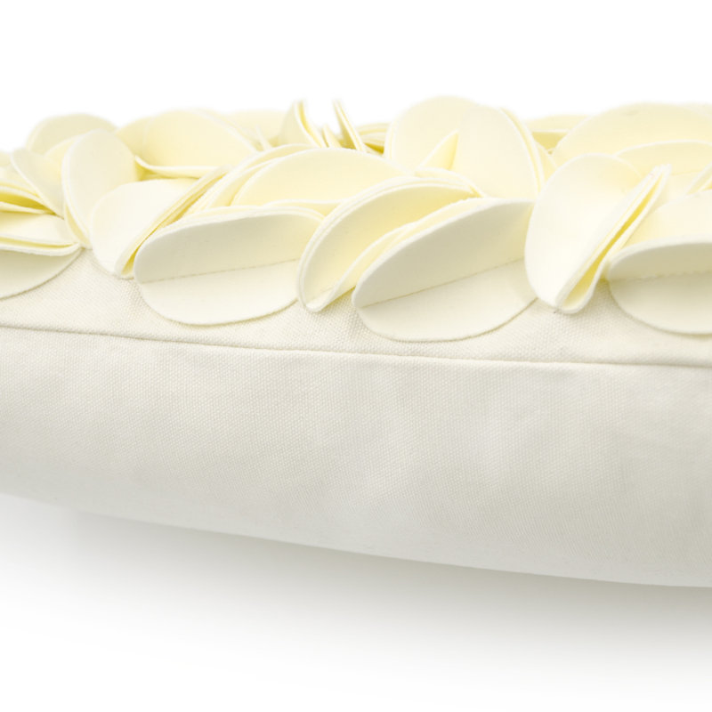 Housse de coussin brodée, Rectangle H 12 po x l 20 po, Crème - toile et suède