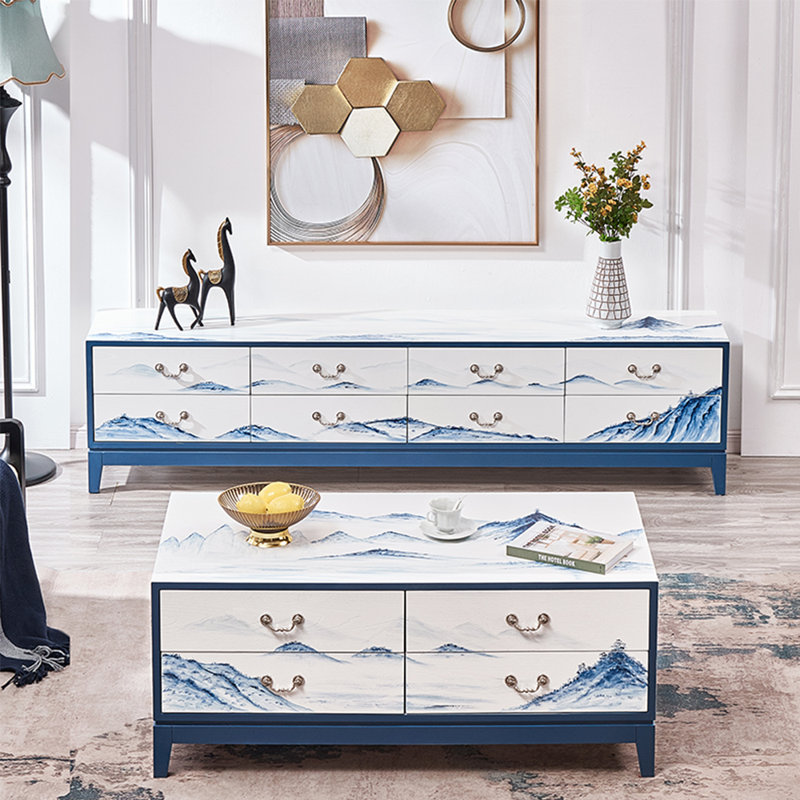 Classic solid wood TV stand coffee table