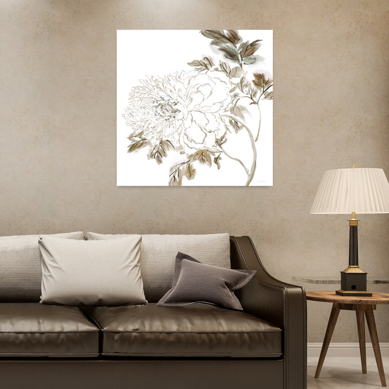 Neutral Bloom Abstract Contemporary Flower Art, 32" H x 32" W